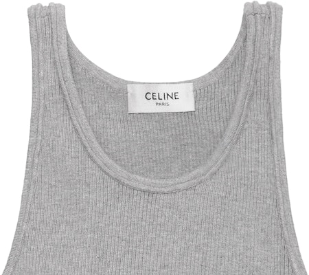 (W) CELINE SS22 Baju Kelabu Knit Tank Top dengan Rekaan Logo Solid. 2A68L372N-08GC Details for (W) CELINE SS22 Baju Kelabu Knit Tank Top dengan Rekaan Logo Solid. 2A68L372N-08GC