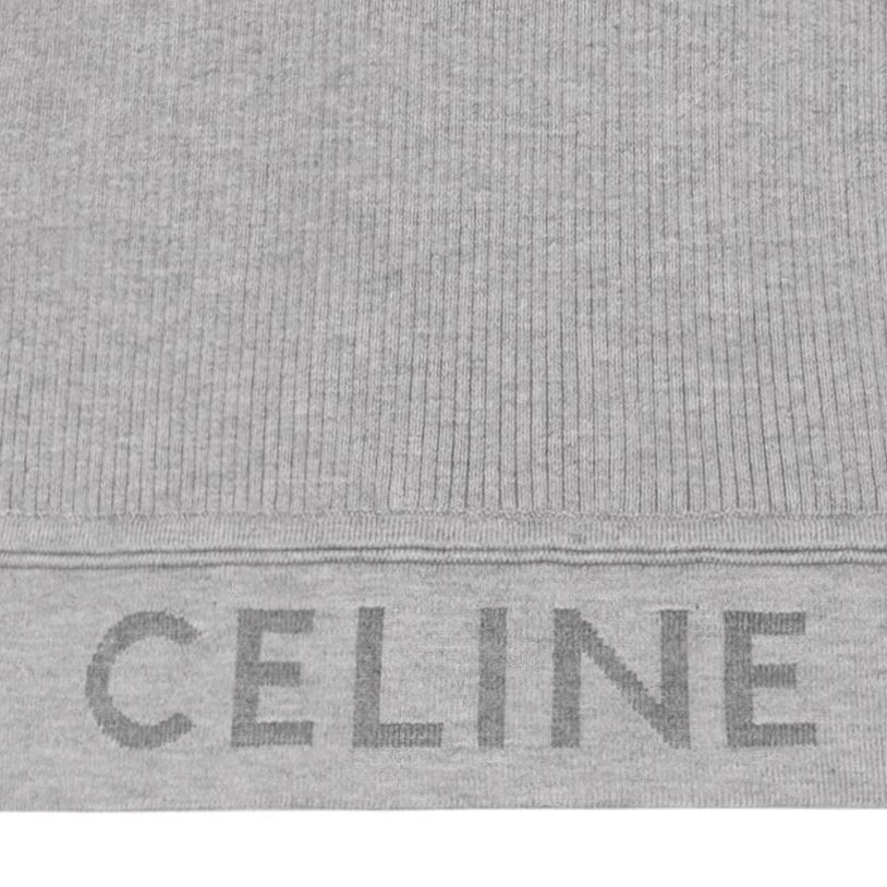 Sizing (W) CELINE SS22 Baju Kelabu Knit Tank Top dengan Rekaan Logo Solid. 2A68L372N-08GC