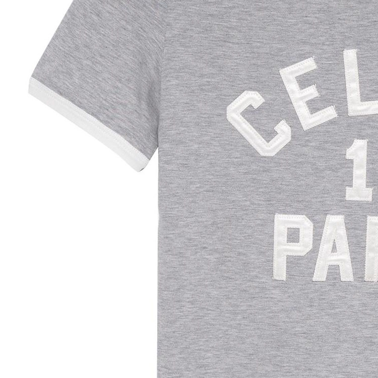 Cheap (Women) CELINE SS22  Grey Logo Print Crewneck Short Sleeve Regular T-Shirt. 2X13B671Q-09OW