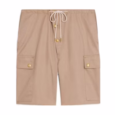 (Women) CELINE SS22 Khaki Mid-Waist Tie Casual Shorts 2Z168004N-02BG