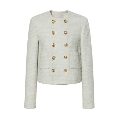 (Women) CELINE SS22 Mint Green Double-Breasted Long Sleeve Jacket. 2V83C739P-30VD