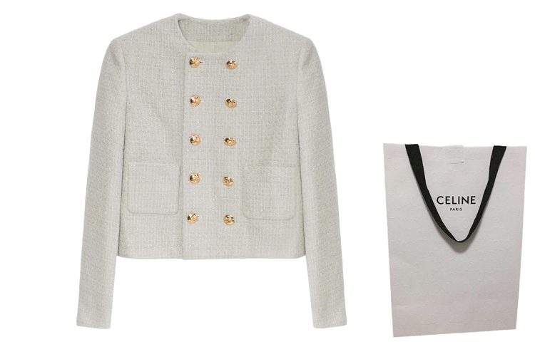 Shop (W) CELINE SS22 薄荷綠雙排扣長袖外套。 2V83C739P-30VD