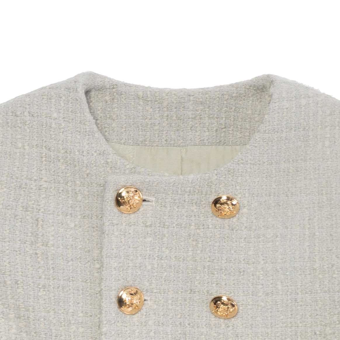 Sizing (W) CELINE SS22 薄荷綠雙排扣長袖外套。 2V83C739P-30VD