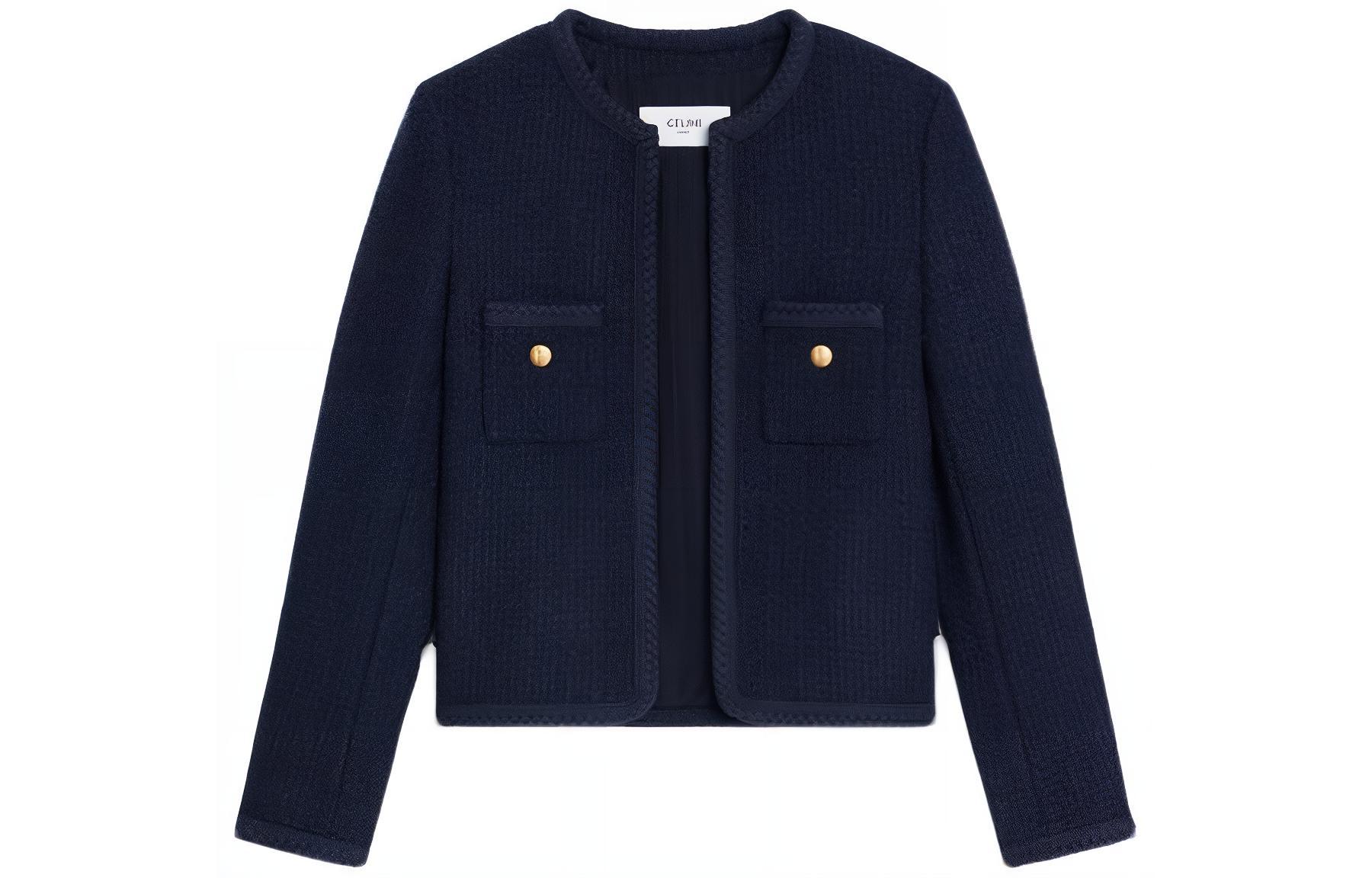(Women) CELINE SS22  Navy Blue Long-Sleeve Jacket with Solid Patch Pocket Design 2V71I739P-07DN