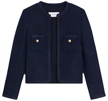 (Women) CELINE SS22 Navy Blue Long-Sleeve Jacket with Solid Patch Pocket Design 2V71I739P-07DN (Women) CELINE SS22 Navy Blue Long-Sleeve Jacket with Solid Patch Pocket Design 2V71I739P-07DN