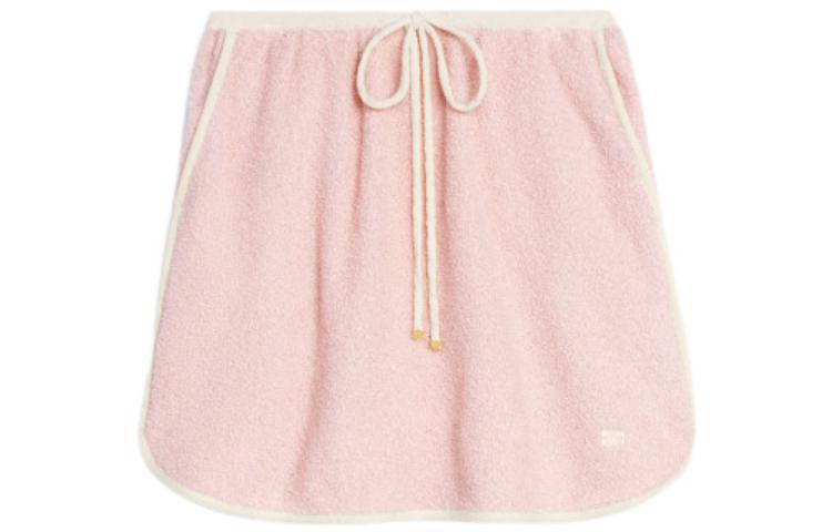 (Women) CELINE SS22  Pink Embroidered Letter Lace-Up Casual Mini Skirt. 2A41Y327Q-24LP