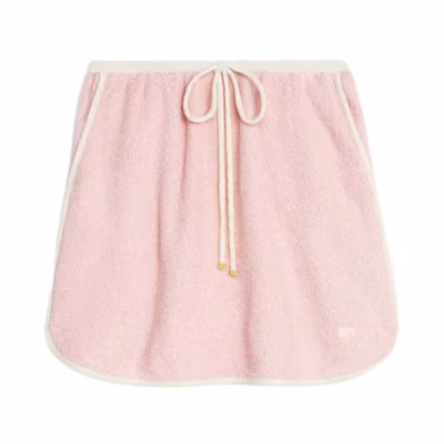 (Women) CELINE SS22 Pink Embroidered Letter Lace-Up Casual Mini Skirt. 2A41Y327Q-24LP