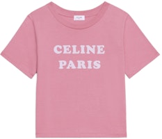 (Women) CELINE SS22 Pink Logo Print Crew Neck Short Sleeve T-Shirt 2X885671Q-24FW (Women) CELINE SS22 Pink Logo Print Crew Neck Short Sleeve T-Shirt 2X885671Q-24FW