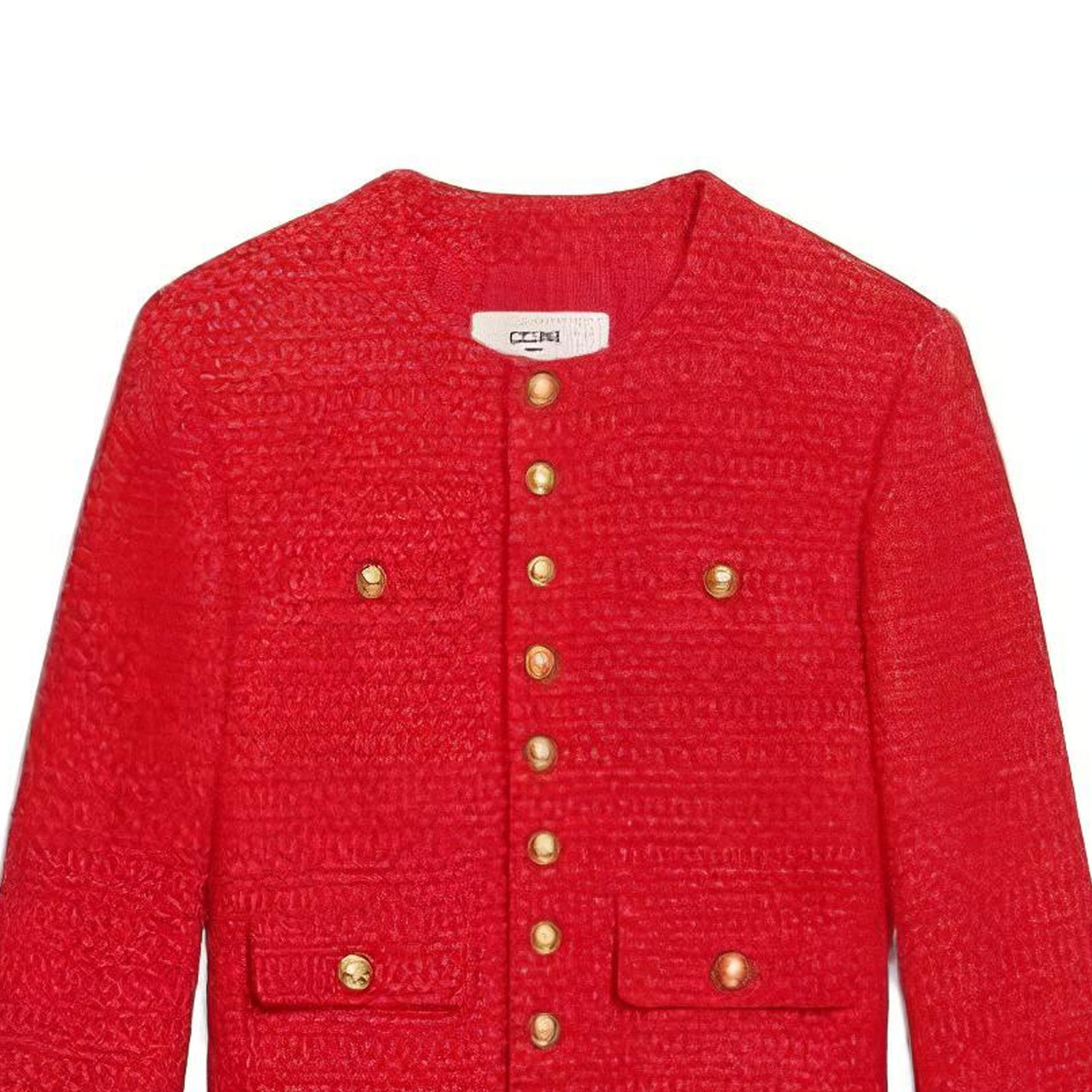 Purchase (W) CELINE SS22 Jaket Lengan Panjang Merah Terry Butang. 2V13G739P-27VL