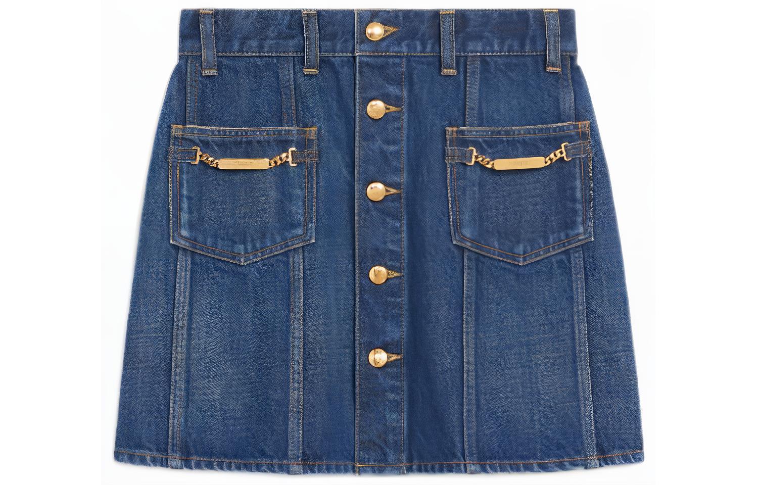 Order (W) CELINE SS22 藍色牛仔紐扣裙. 2S189365M-07DU