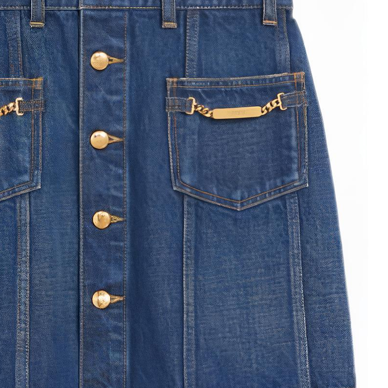 Details for (W) CELINE SS22 藍色牛仔紐扣裙. 2S189365M-07DU