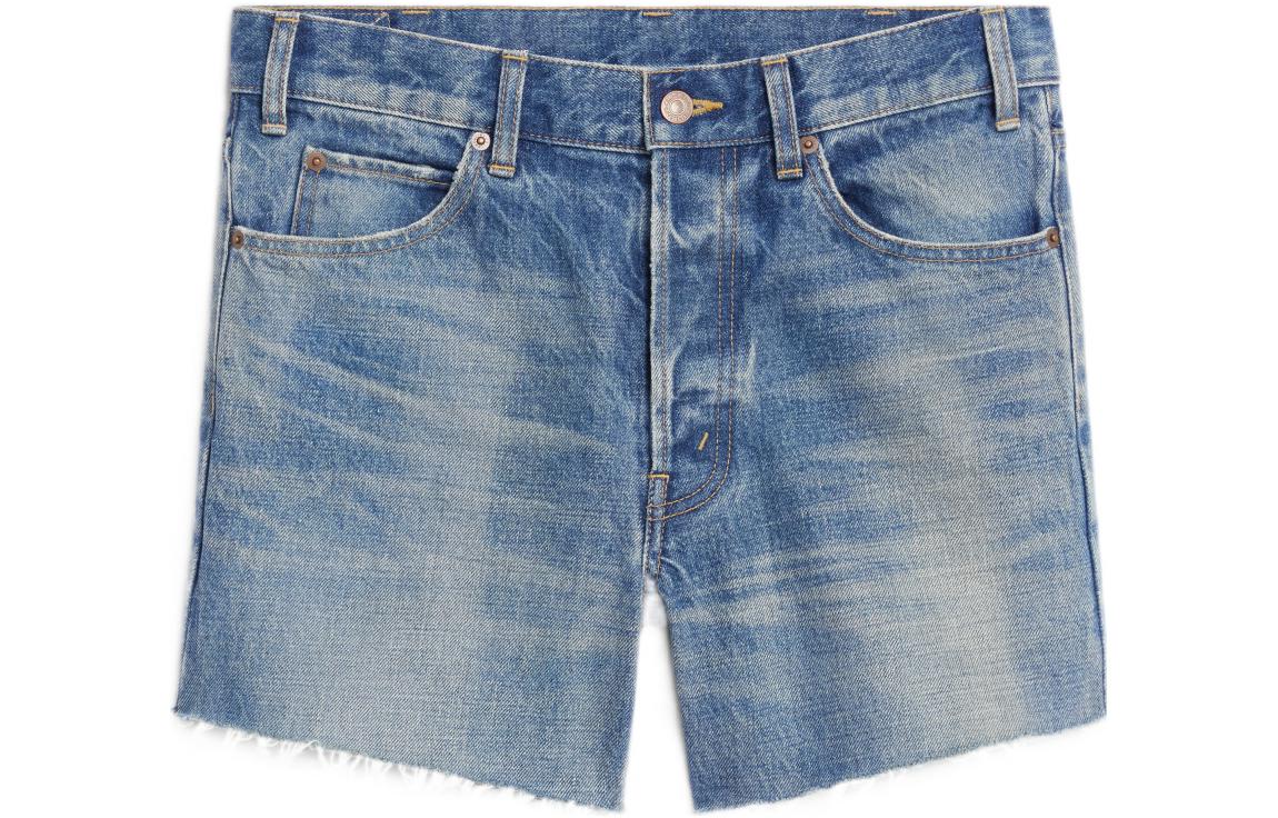 (Women) CELINE SS22  Solid Washed Mini Denim Shorts Blue 2N757930F-07UW