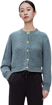 (W) CELINE SS22 钢蓝色罗纹针织开衫毛衣外套. 2A47U377N-07EB Purchase (W) CELINE SS22 钢蓝色罗纹针织开衫毛衣外套. 2A47U377N-07EB