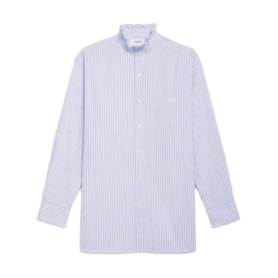 (Women) CELINE SS22 Striped Print Single-Breasted Long-Sleeve Shirt Blue 2C677037P-01CX