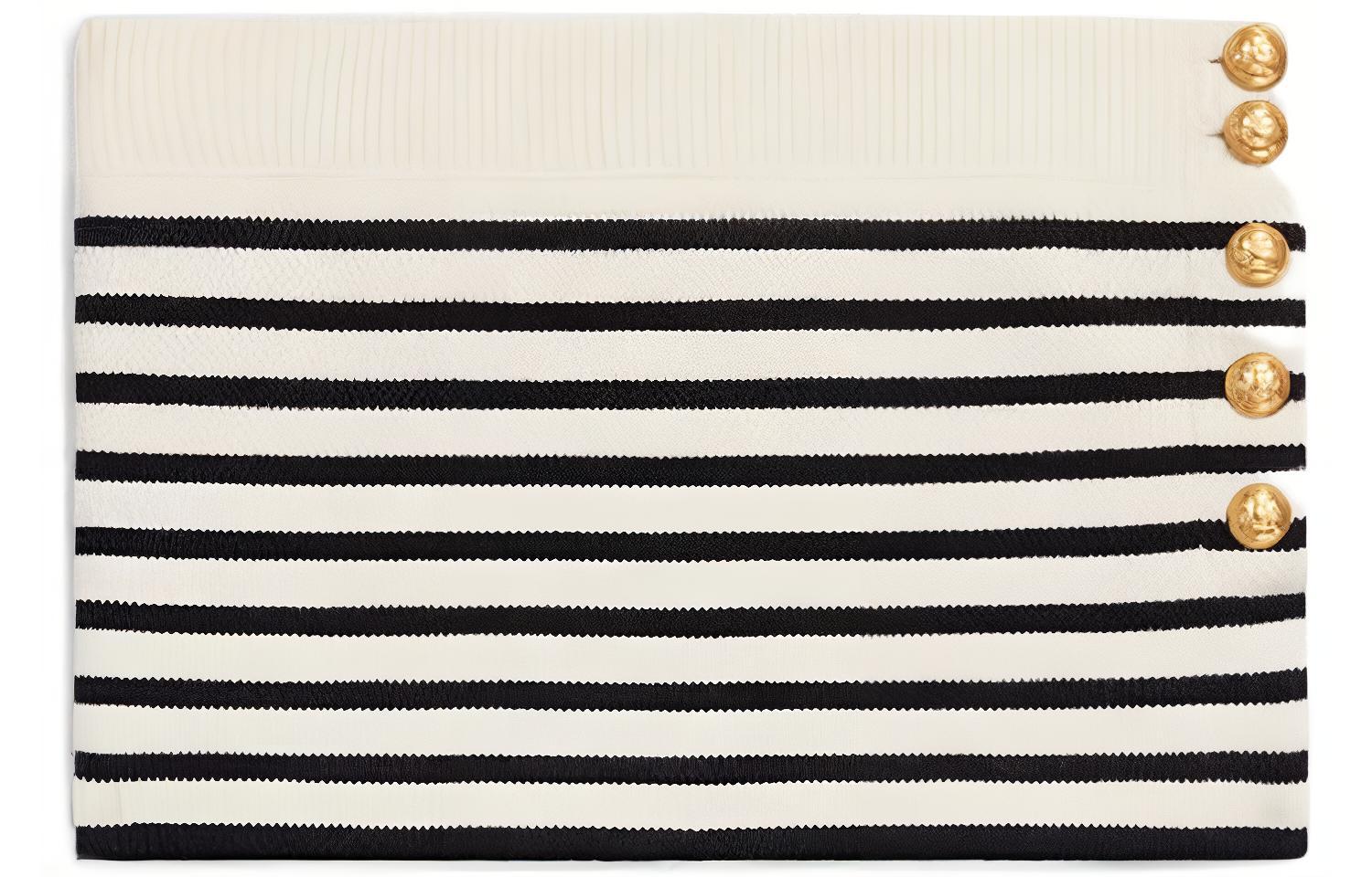 Lookbook (W) 셀린느 SS22 스트라이프 슬림핏 화이트 크롭 튜브탑. 2A02Z212L-01CB