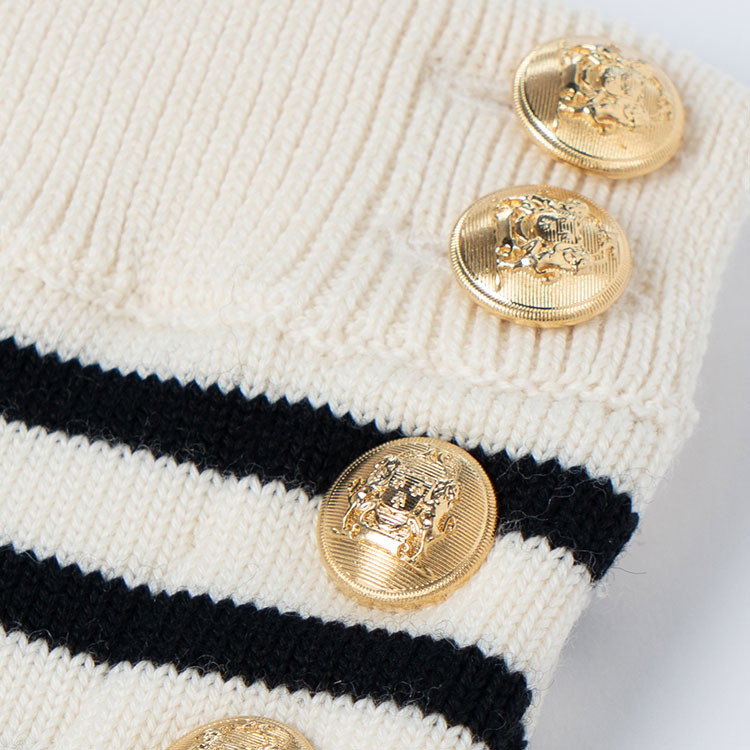 Details for (W) CELINE SS22 Gaun Mini Tanpa Tali Wool Berjalur Putih 2A03Z212L-01CB