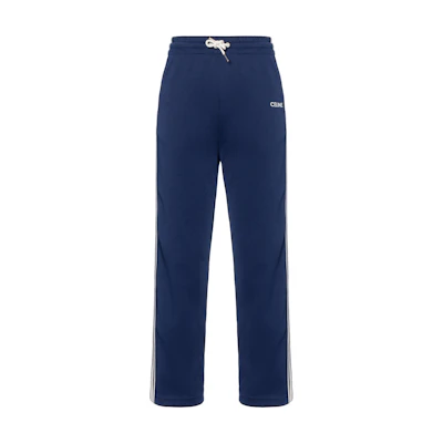 (Women) CELINE SS22 Two-Tone Double-Sided Knit Track Pants Blue. 2Z130121O-07OW