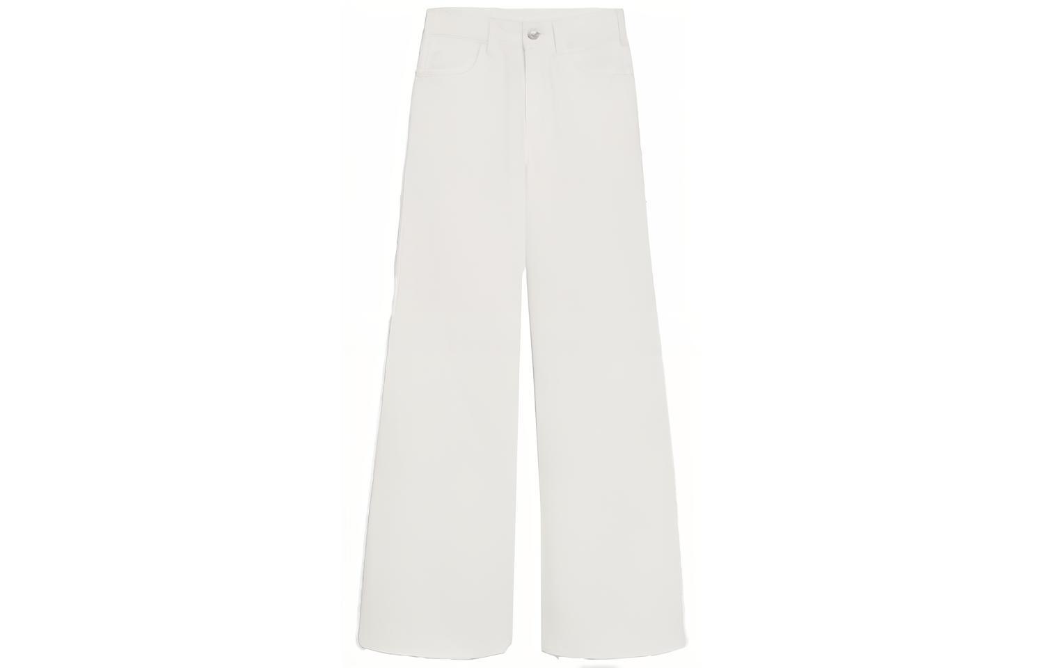 (Women) CELINE SS22  White High-Waisted Wide-Leg Washed Denim Jeans. 2N691322R-01OQ