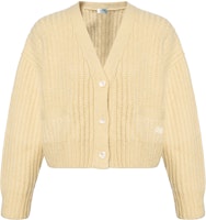 (Women) CELINE SS22 Yellow Cashmere Blend V-Neck Ribbed Cardigan Sweater. 2A49X266R-11PY (Women) CELINE SS22 Yellow Cashmere Blend V-Neck Ribbed Cardigan Sweater. 2A49X266R-11PY