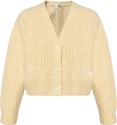 (W) CELINE SS22 黄色羊绒混纺V领罗纹开衫毛衣. 2A49X266R-11PY Buy (W) CELINE SS22 黄色羊绒混纺V领罗纹开衫毛衣. 2A49X266R-11PY