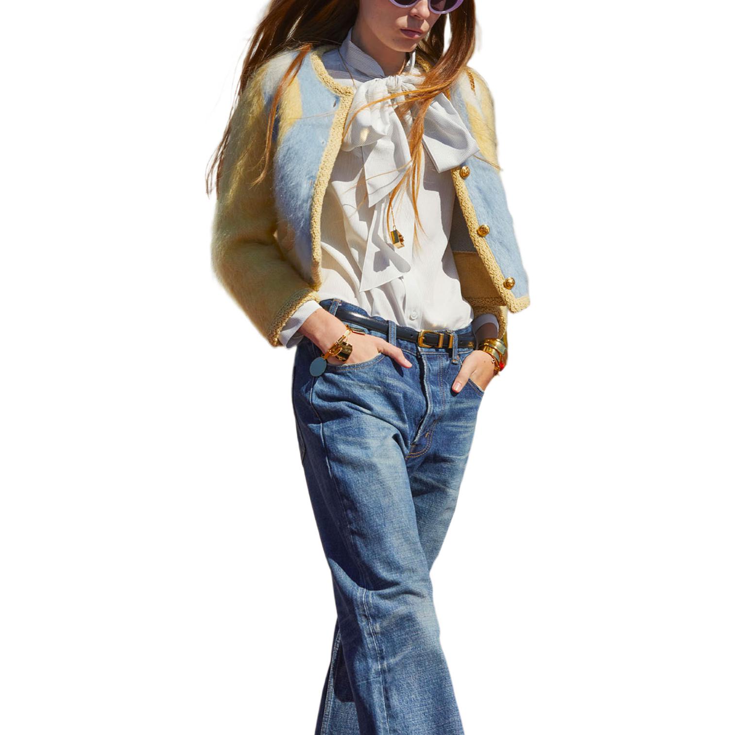 Shop (W) 셀린느 SS22 옐로우 크롭 모헤어 자켓. 2A74X312R-11PY