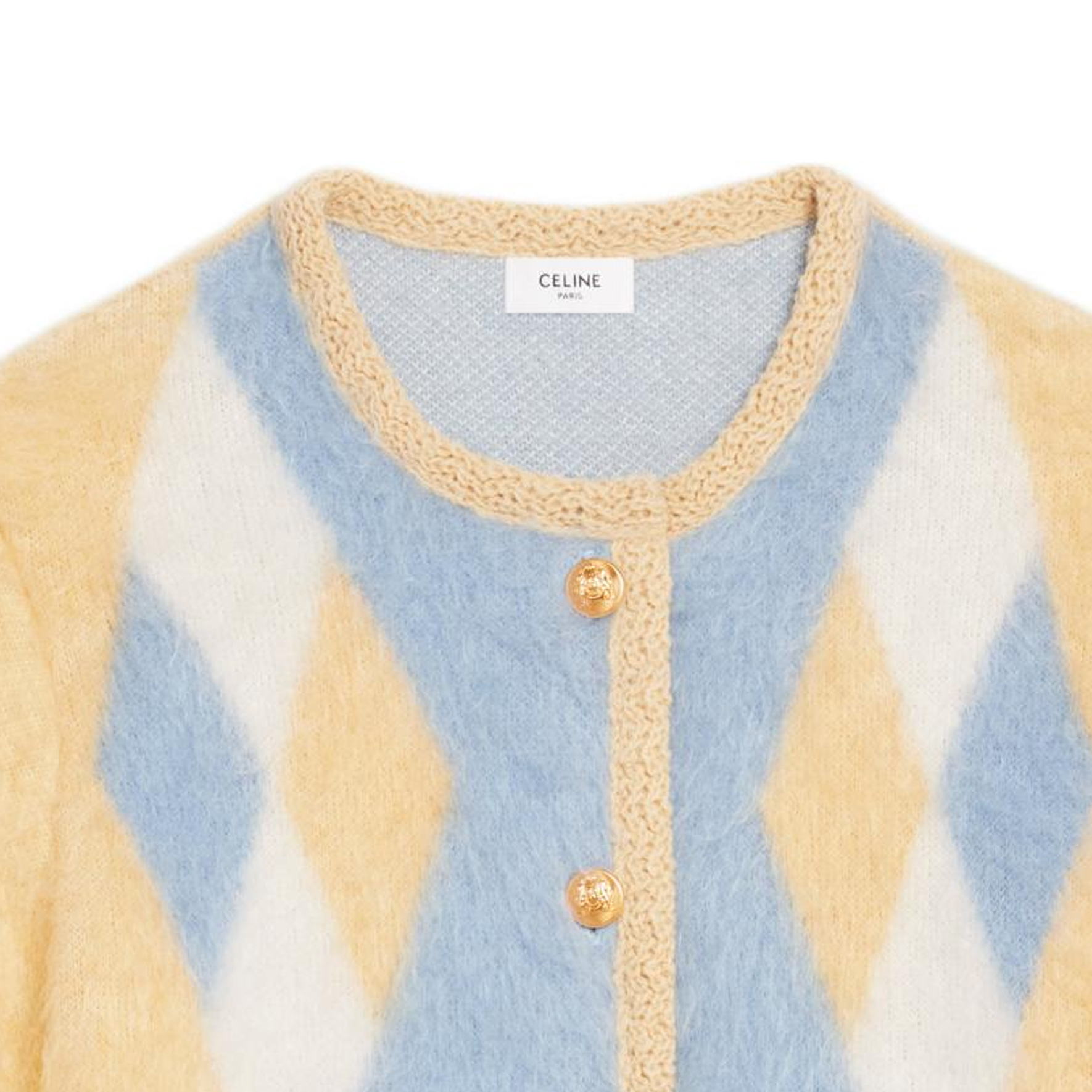 Purchase (W) 셀린느 SS22 옐로우 크롭 모헤어 자켓. 2A74X312R-11PY