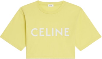 (Women) CELINE SS22 Yellow Short Sleeve Cotton Crop T-Shirt. 2X761671Q-11CW (Women) CELINE SS22 Yellow Short Sleeve Cotton Crop T-Shirt. 2X761671Q-11CW