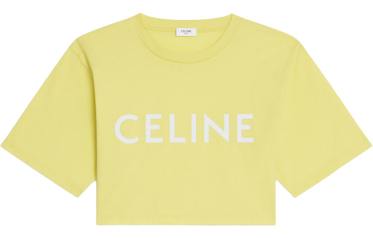 Order (W) CELINE SS22 Kaus Crop Lengan Pendek Kuning Bahan Katun. 2X761671Q-11CW