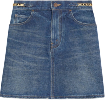 (Women) CELINE SS22 Blue Washed Denim Chain Button Mini Skirt for Women. 2S206365M-07DU Buy (Women) CELINE SS22 Blue Washed Denim Chain Button Mini Skirt for Women. 2S206365M-07DU