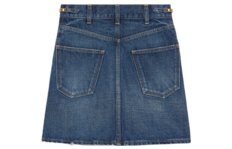 Lookbook (W) Falda Mini de Mezclilla Azul Lavado con Botones de Cadena CELINE SS22 para Mujer. 2S206365M-07DU