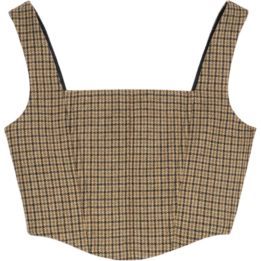 (Women) CELINE SS22 Brown Plaid Strapless Tube Top for Women 2B638506R-02CS