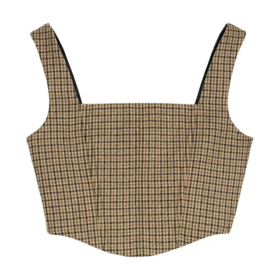 (Women) CELINE SS22 Brown Plaid Strapless Tube Top for Women 2B638506R-02CS