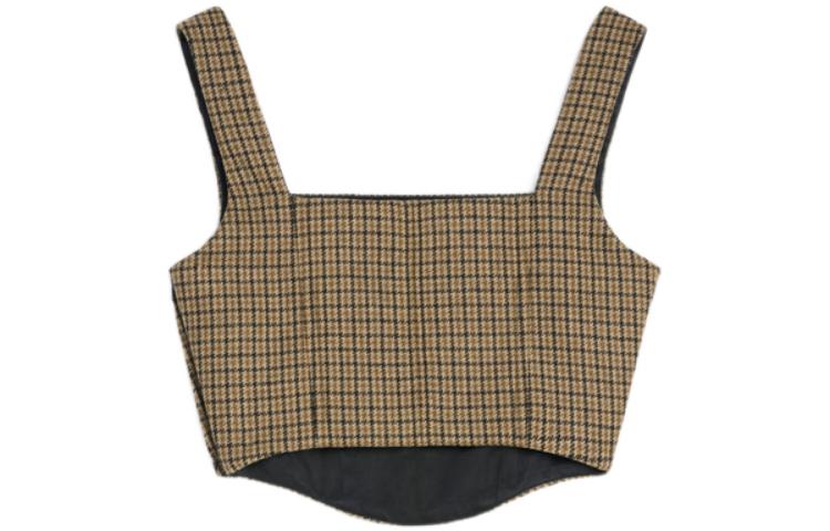 Lookbook (W) CELINE SS22 Top Sin Tirantes de Cuadros Marrón para Mujer. 2B638506R-02CS