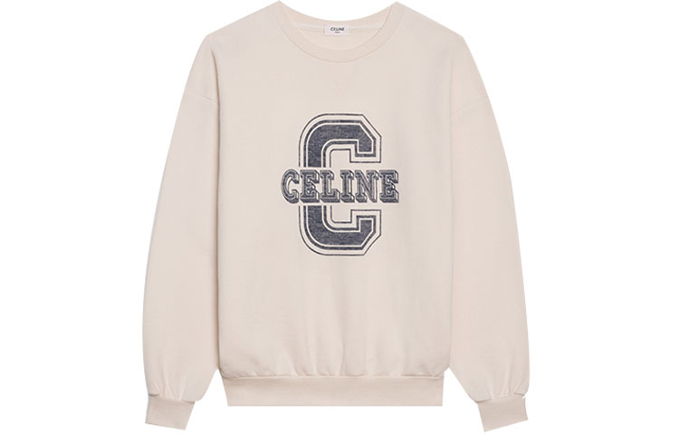 Order (W) Sudadera CELINE SS22 Cuello Redondo Estampada Blanco Fluorescente. 2Y549450I-01MA