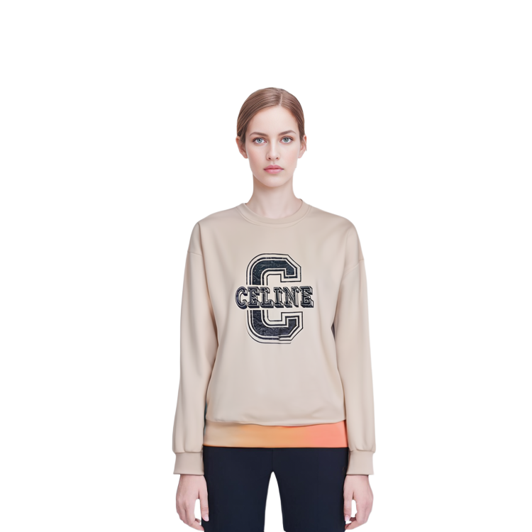 Shop (W) Sudadera CELINE SS22 Cuello Redondo Estampada Blanco Fluorescente. 2Y549450I-01MA