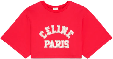 (Women) CELINE SS22 Letter Print Crop Top T-Shirt Short Sleeve Women - Red. 2Y16A670Q-27TE (Women) CELINE SS22 Letter Print Crop Top T-Shirt Short Sleeve Women - Red. 2Y16A670Q-27TE
