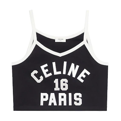 (Women) CELINE SS22 Letter Print Knit Strap Tank Top Women’s Black 2X99A671Q-38AW
