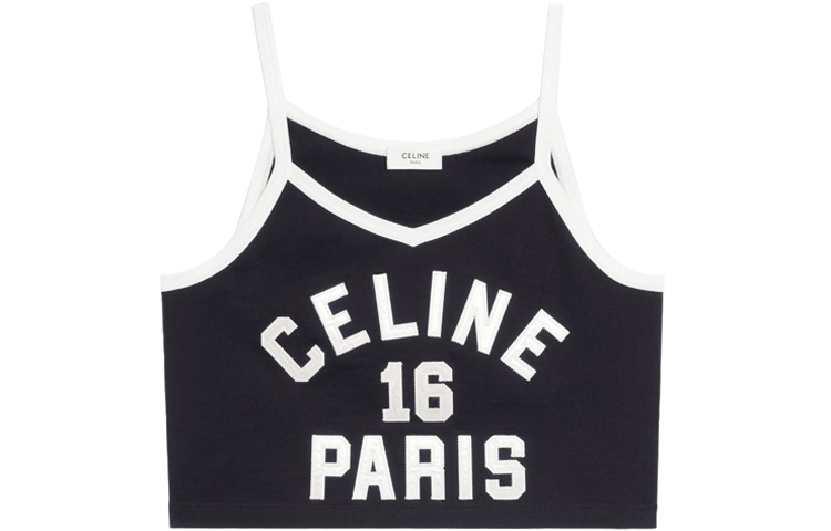 Order (W) 셀린느 SS22 레터 프린트 니트 스트랩 탱크탑 여성 블랙 2X99A671Q-38AW