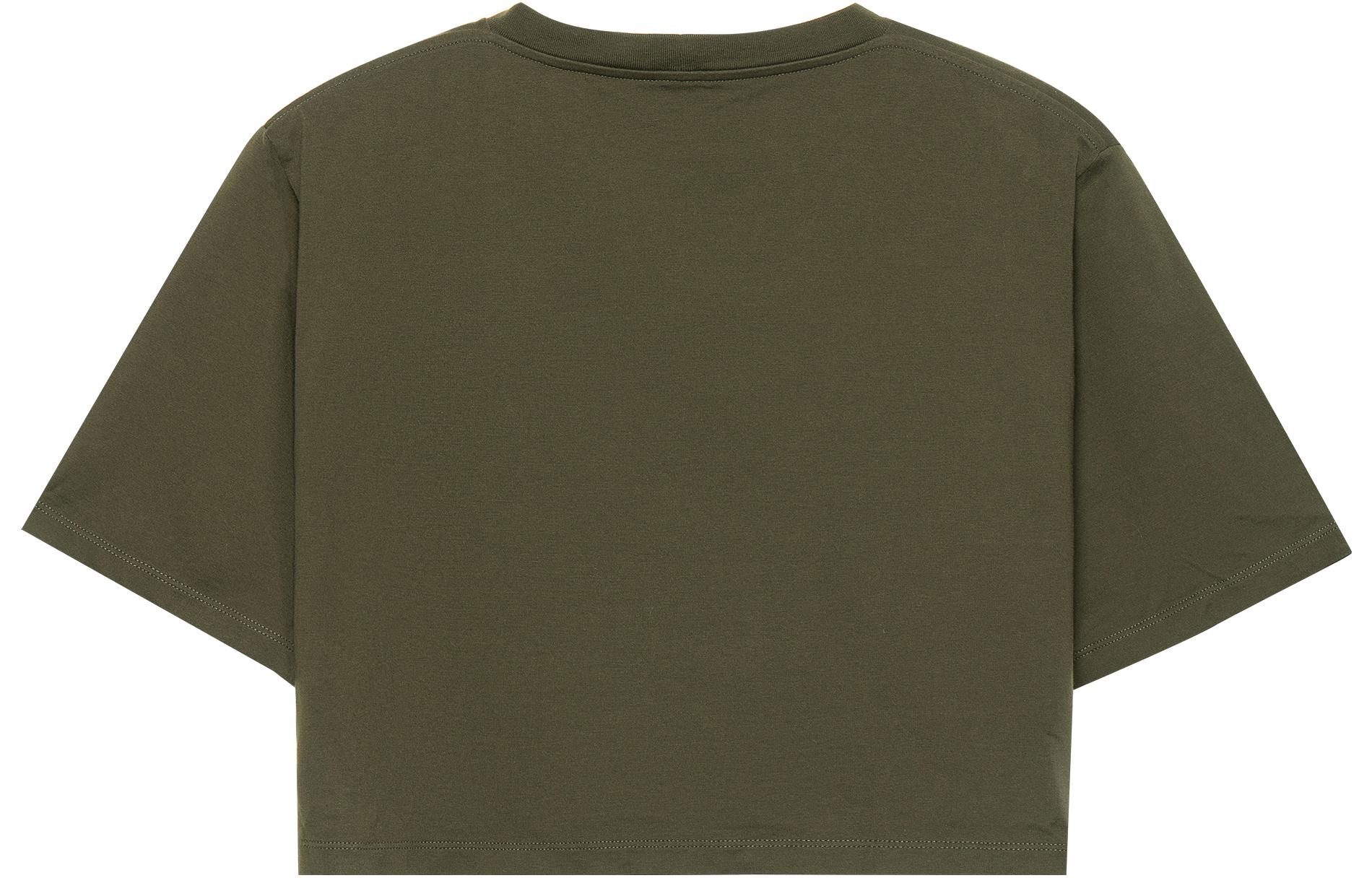 Lookbook (Women) CELINE SS22 Logo Print Cropped T-Shirt for Women in Dark Khaki. 2X761671Q-02DO