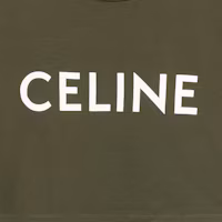 Shop (W) CELINE SS22 女款深卡其色Logo印花短版T恤。 2X761671Q-02DO