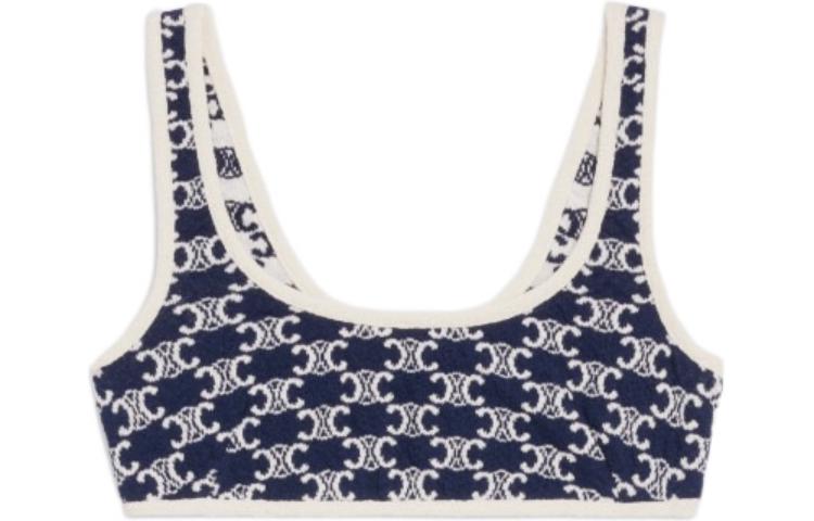 Order (Women) CELINE SS22 Monogram Logo Knit Crop Top Blue Women’s Tank 2A55V865P-07OW