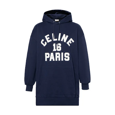 (Women) CELINE SS22 Solid Color Logo Hoodie Women’s - Dark Blue 2Y741670-07OW