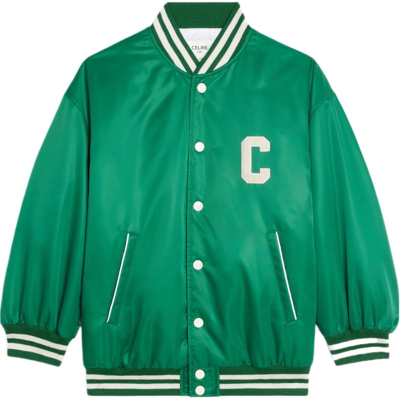 (Women) CELINE SS22 Striped Letter Print Single-Breasted Jacket Women’s Green 2W625227R-31ER