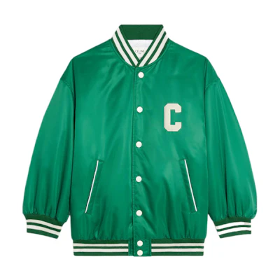 (Women) CELINE SS22 Striped Letter Print Single-Breasted Jacket Women’s Green 2W625227R-31ER