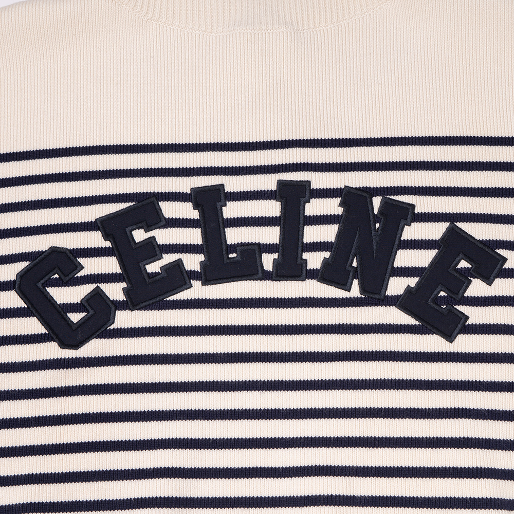 Sizing (W) CELINE SS22 ボーダー柄クルーネックニットセーター ネイビーブルー 2A88V384N-01CN