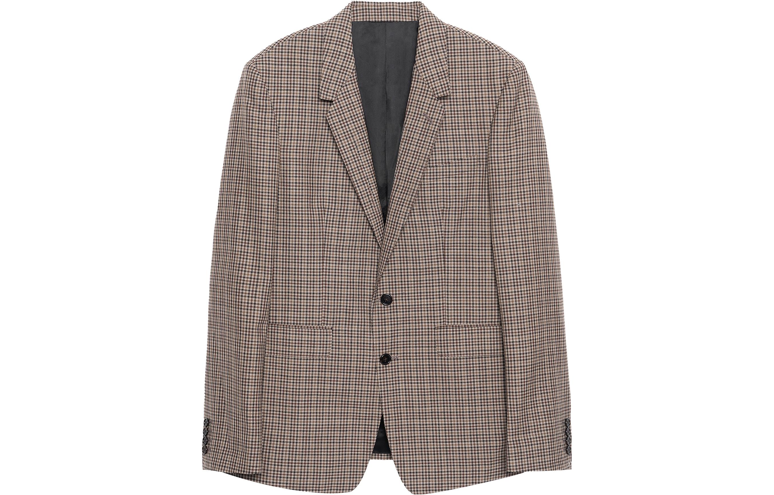 (Women) CELINE SS22 Tomboy  Wool Check Blazer Jacket Brown 2V39I984N-19MN