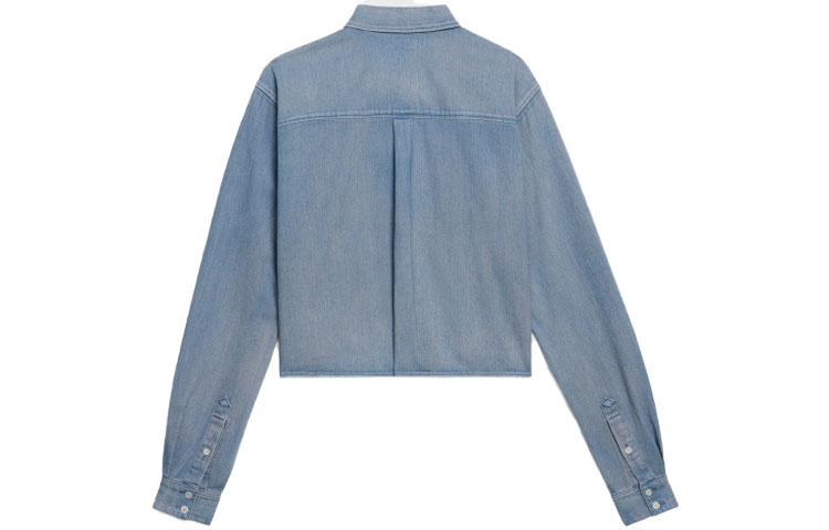 (Women) CELINE SS22 Washed Cropped Long Sleeve Shirt for Women - Blue. 2T187805P-08SR 圖 3