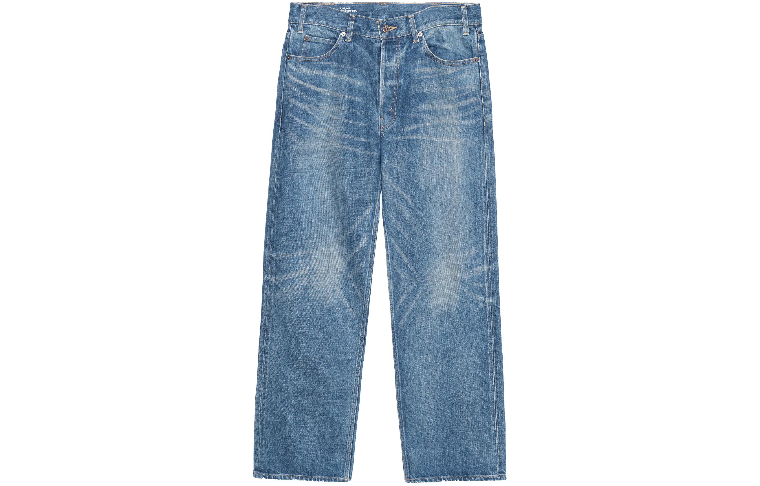 (Women) CELINE SS22 Washed Denim Pants with Side Zipper Pockets Blue  Jeans 2N726365M-07DU