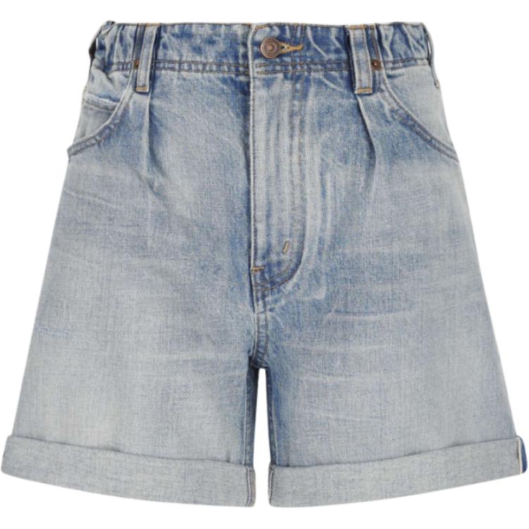 (Women) CELINE SS22 Washed Denim Straight Shorts Blue for Women. 2N607294Q-08KW