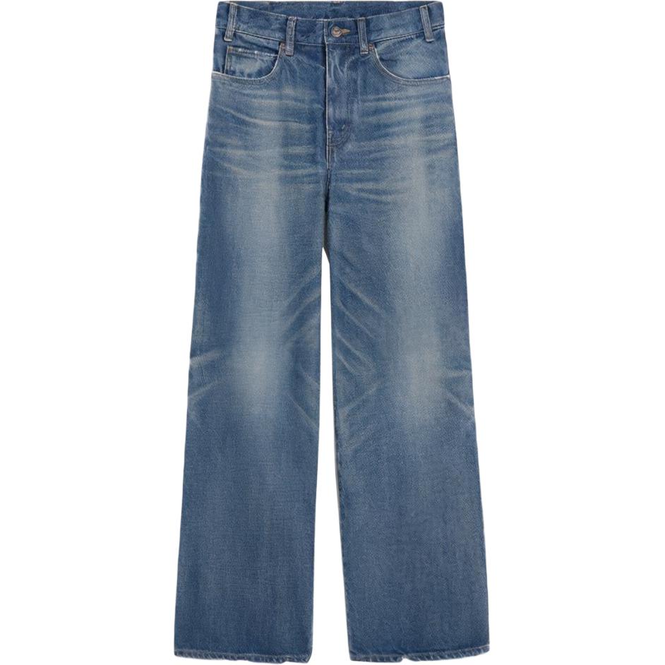 (Women) CELINE SS22 Washed Straight Flared  Jeans Blue 2N648930F-07UW